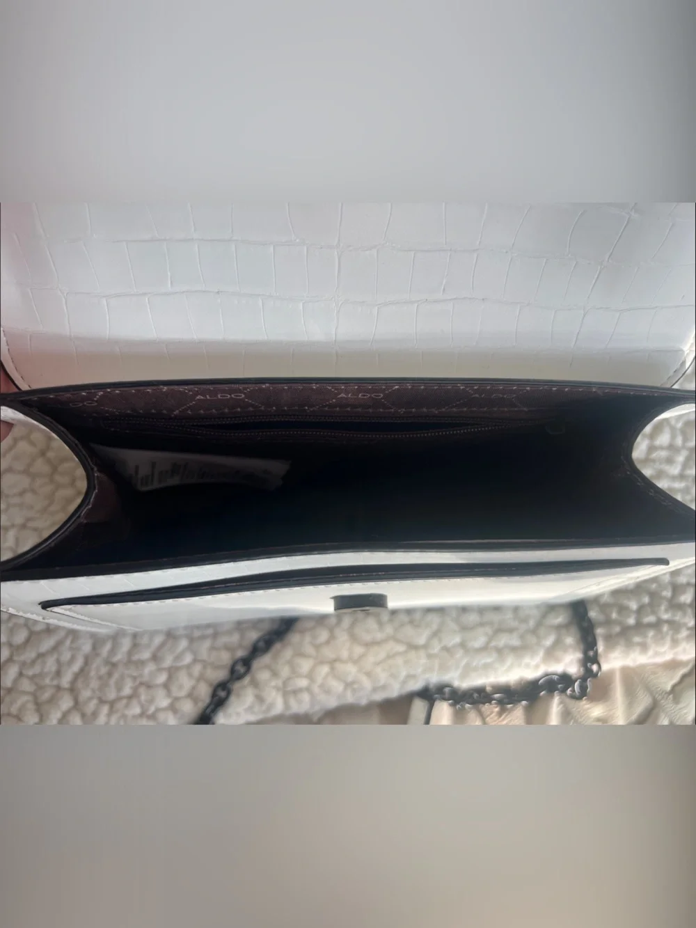 Aldo Black and White Chain Crossbody Bag